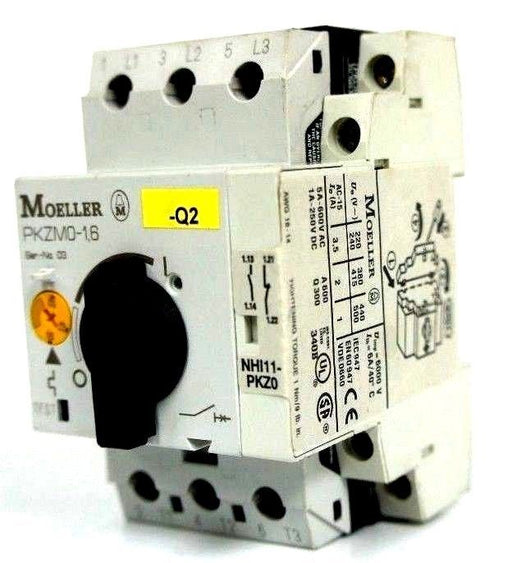 MOELLER PKZM016 MANUAL MOTOR CONTROLLER W/ NHI11-PKZ0 AUXILIARY CONTACT