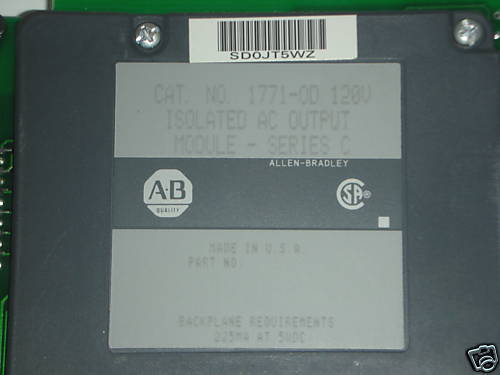 ALLEN BRADLEY 1771-OD ISOLATED OUTPUT MODULE 120VAC, SERIES C, 1771OD