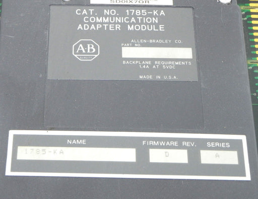 ALLEN BRADLEY 1785-KA COMMUNICATION ADAPTER MODULE SER. A F/W REV. D