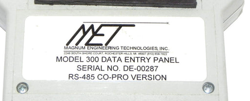 MET MODEL 300 DATA ENTRY PANEL