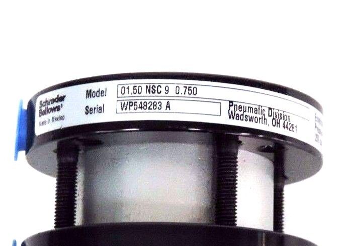 NEW SCHRADER BELLOWS 01.50 NSC 9 0.750 PNEUMATIC CYLINDER 250PSI, 0150NSC90750