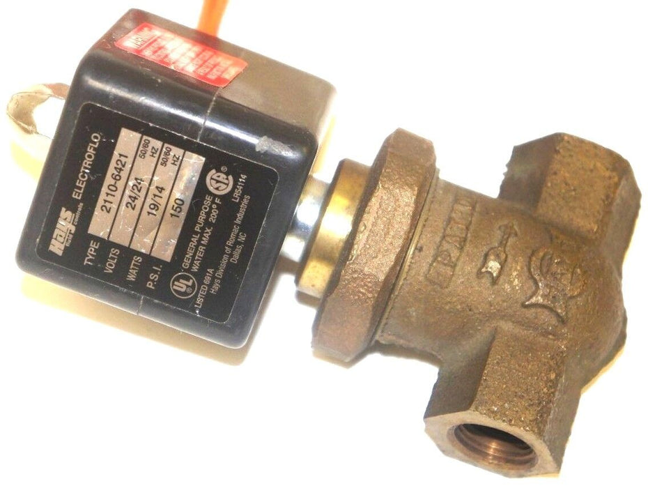 HAYS 2110-6421 SOLENOID VALVE, 24 V, 19/14 WATT, 150 PSI, 50/60 HZ, 21106421