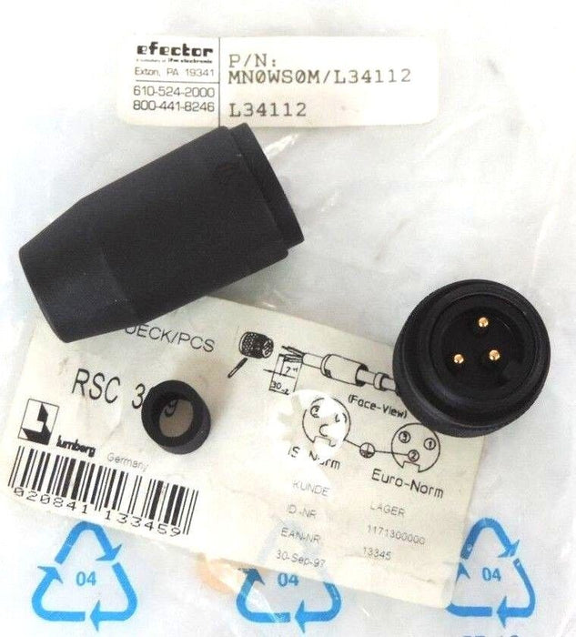 NEW EFECTOR L34112 CONNECTOR 7/8INCH WIREABLE MN0WS0M/L34112