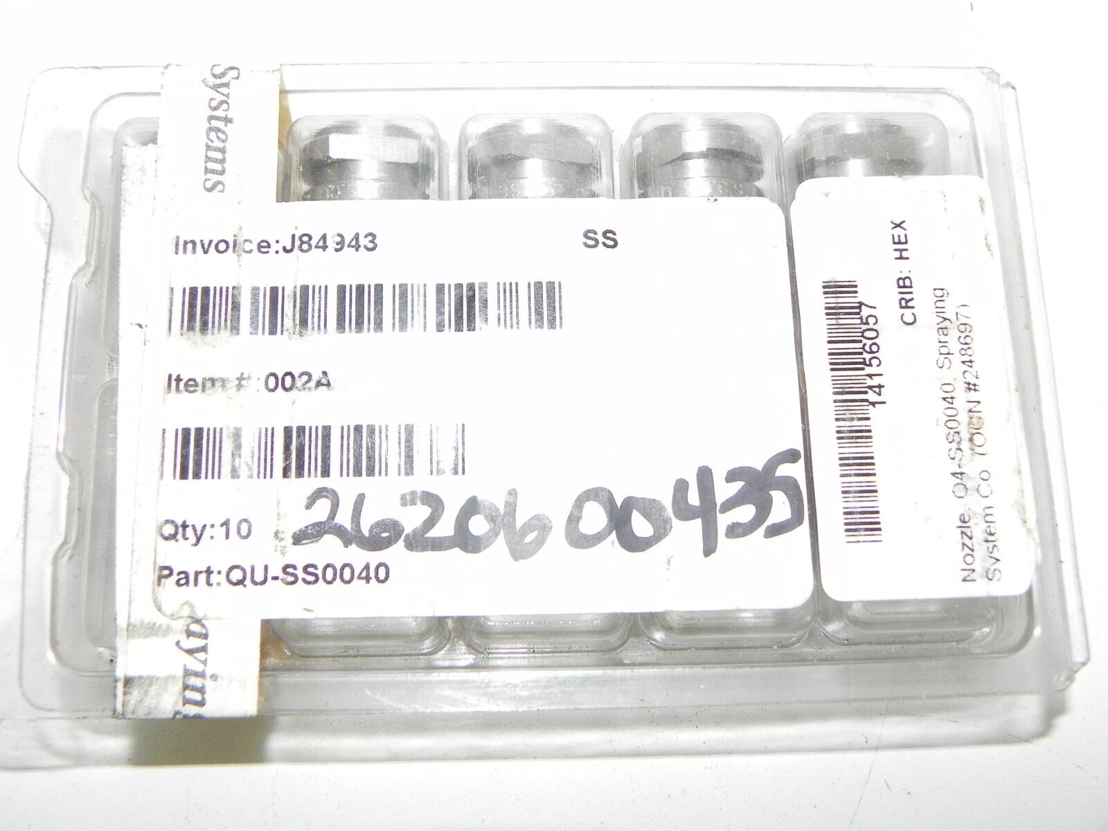 LOT OF 10 SPRAYING SYSTEMS QU-SS0040 NOZZLE TIPS HEX NEW