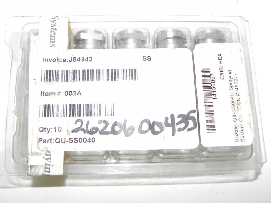 LOT OF 10 SPRAYING SYSTEMS QU-SS0040 NOZZLE TIPS HEX NEW