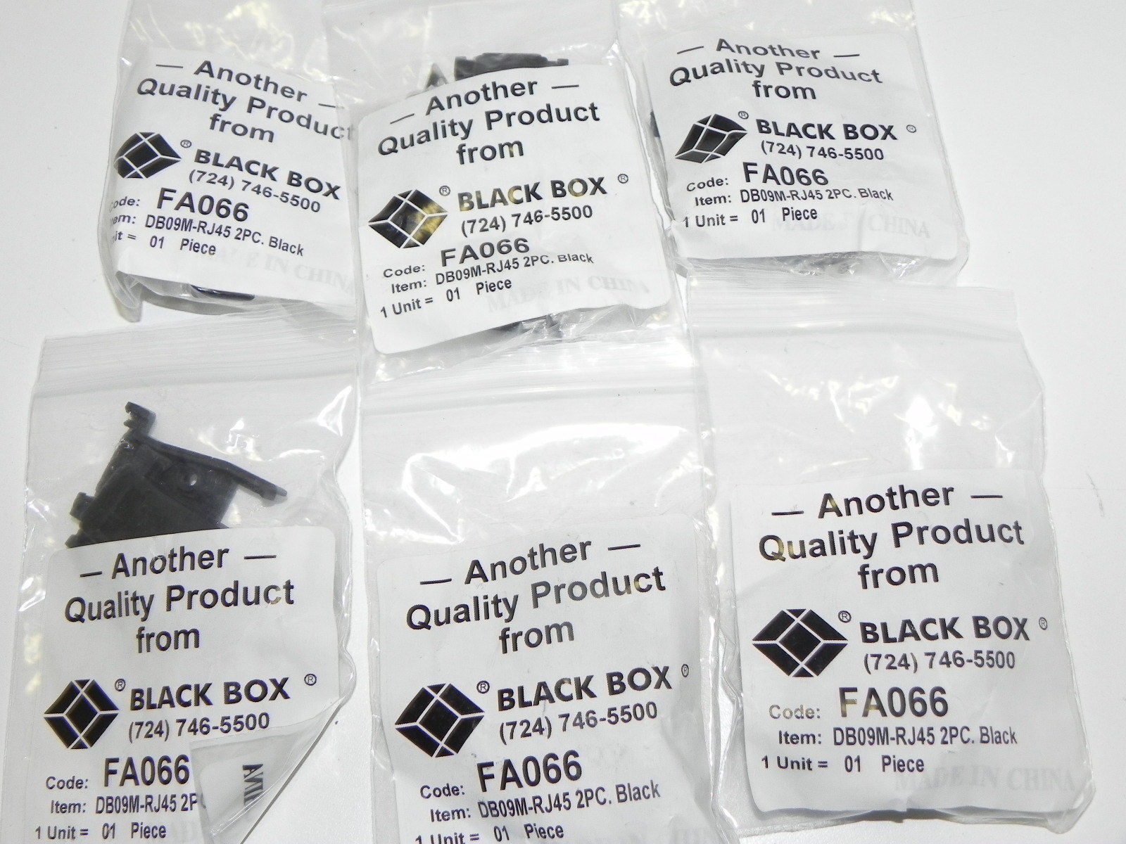 LOT OF 6 NEW BLACK BOX FA066 NETWORK ADAPTERS DB09M-RJ45 2PC BLACK