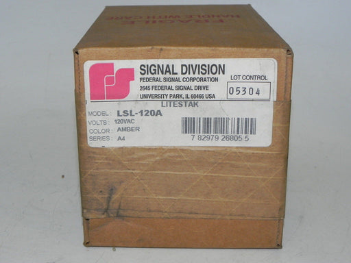 FACTORY SEALED, SIGNAL DIVISION LITESTAK LSL-120A SER. A4 120VAC COLOR: AMBER