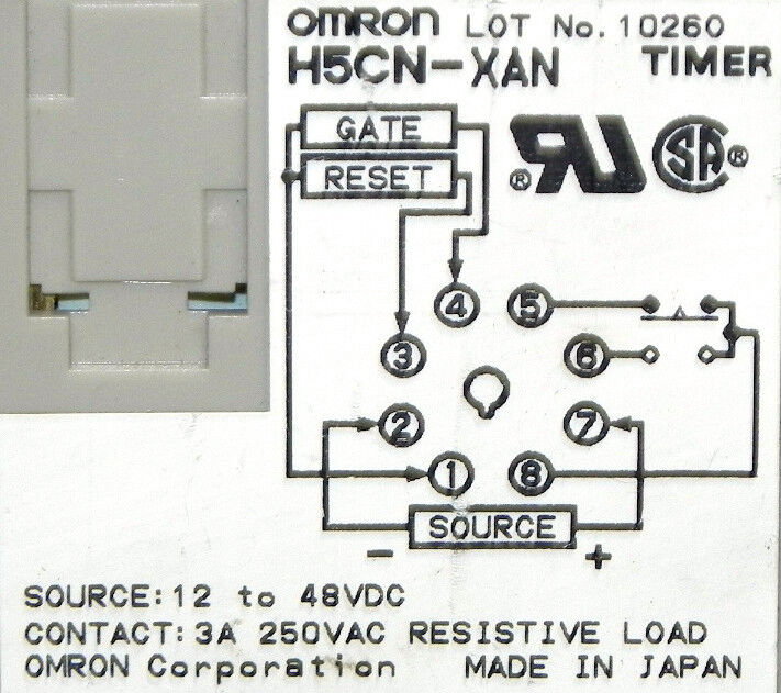 OMRON H5CN-XAN TIMER 12 TO 48VDC 3A 250VAC W/ P3G-08 SOCKET H5CNXAN