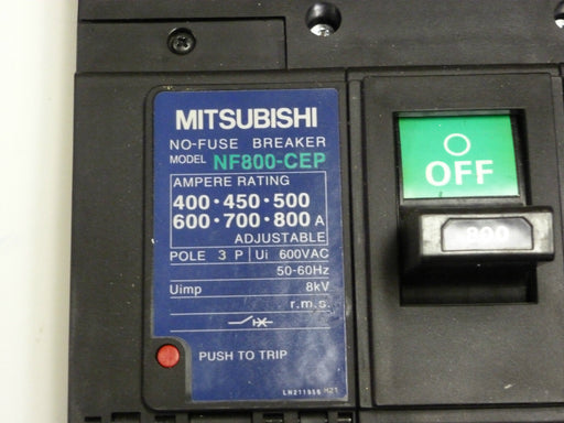MITSUBISHI NF800-CEP MOLDED CASE CIRCUIT BREAKER NF800CEP