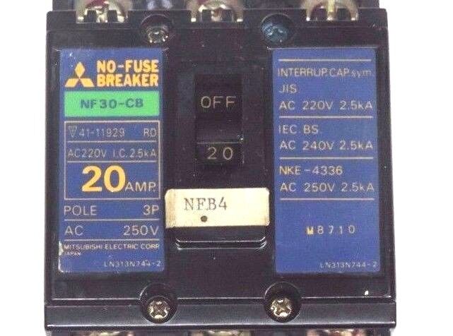 MITSUBISHI NF30-CB 20AMP CIRCUIT BREAKER NF30CB 3P 250V