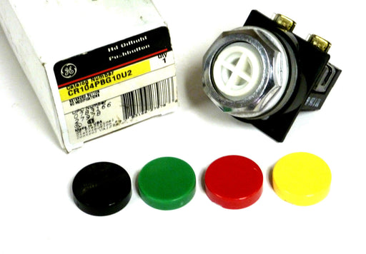 GE CR104PBG10U2 PUSHBUTTON W/BLACK, GREEN, RED, YELLOW LENS NIB