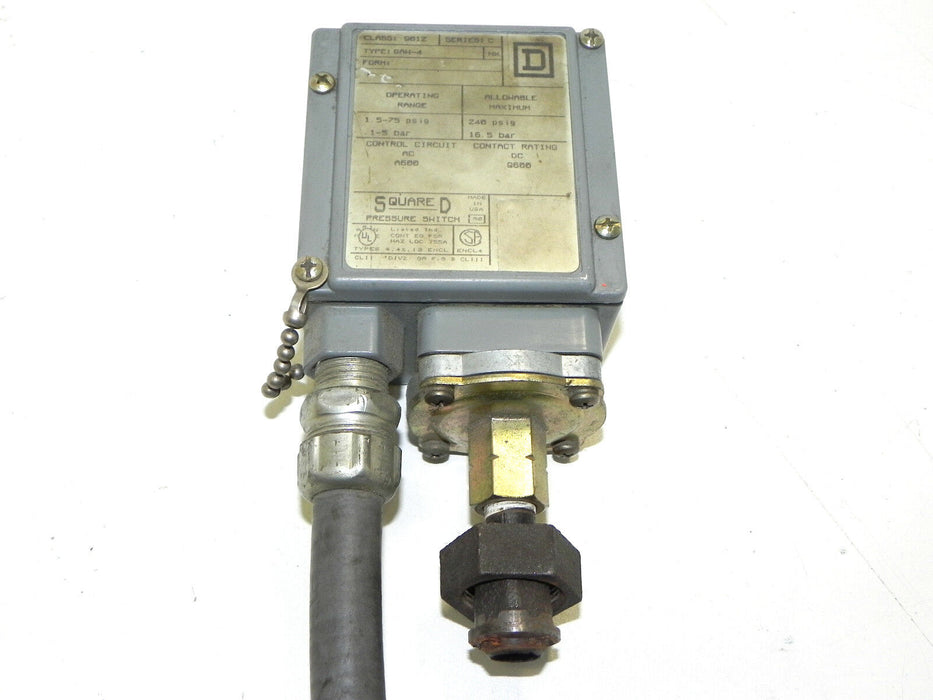 SQUARE D PRESSURE SWITCH CLASS 9012 TYPE GAW-4