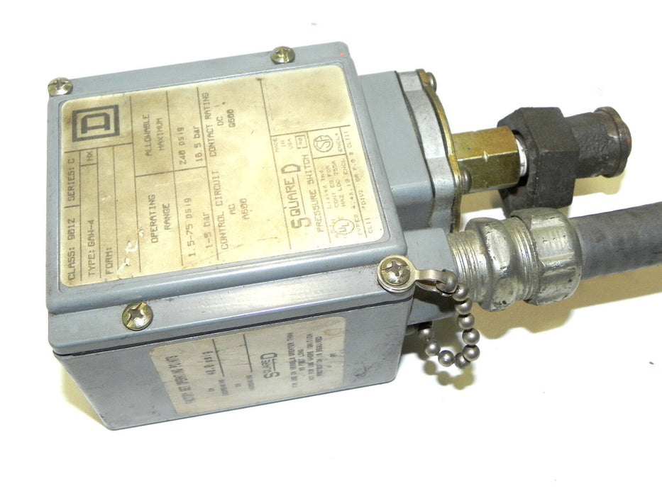 SQUARE D PRESSURE SWITCH CLASS 9012 TYPE GAW-4