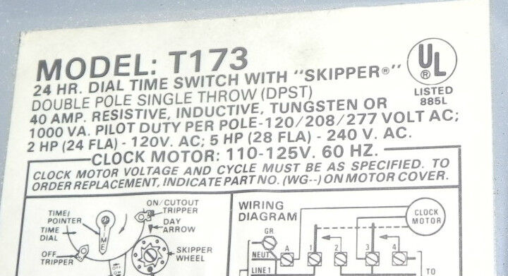 INTERMATIC T173 24 HOUR DIAL TIME SWITCH