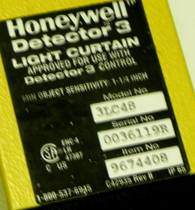 HONEYWELL DETECTOR 3 LIGHT CURTAIN RECEIVER 3LC48