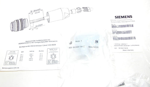 NEW SIEMENS 820 99 2444 134 05 CONNECTOR ET200 FEMALE 7/8" 6GK1-905-0FB00 5/PK