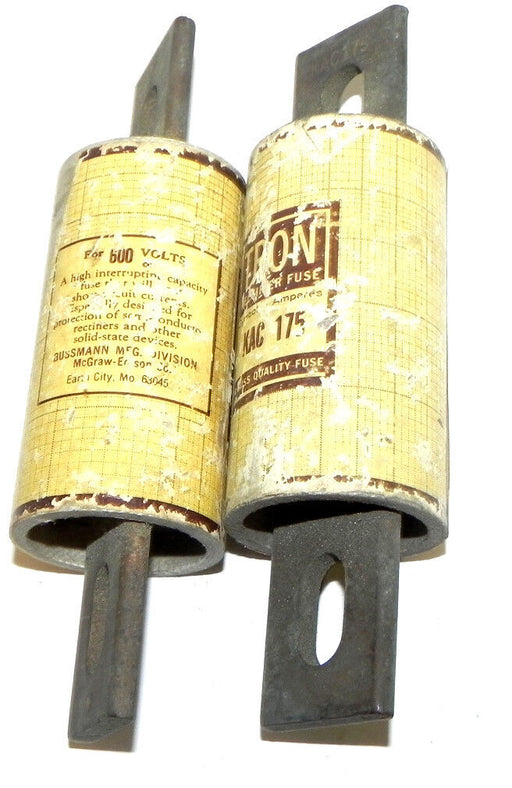 LOT OF 2 BUSSMANN KAC 175 TRON RECTIFIER FUSES KAC175