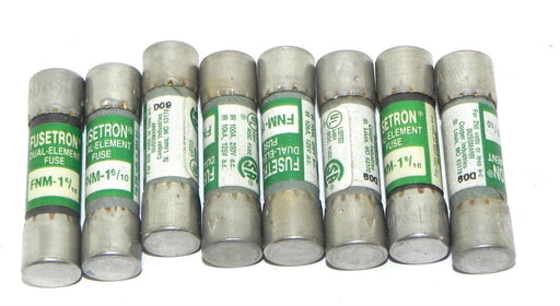 LOT OF 8 BUSSMANN FUSETRON FNM-1-6/10 DUAL-ELEMENT FUSES