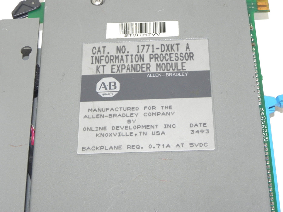 ALLEN BRADLEY 1771-DXKT INFORMATION PROCESSOR KT EXPANDER MODULE 1771-DXKT/A