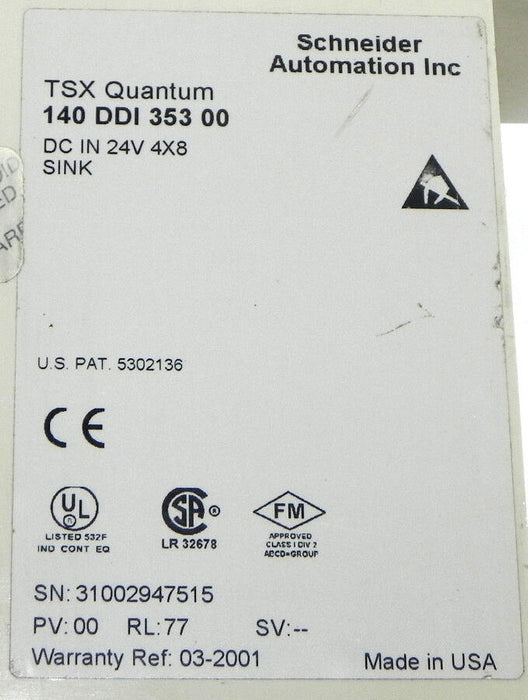 SCHNEIDER AUTOMATION 140-DDI-353-00 DC INPUT MODULE 140DDI35300