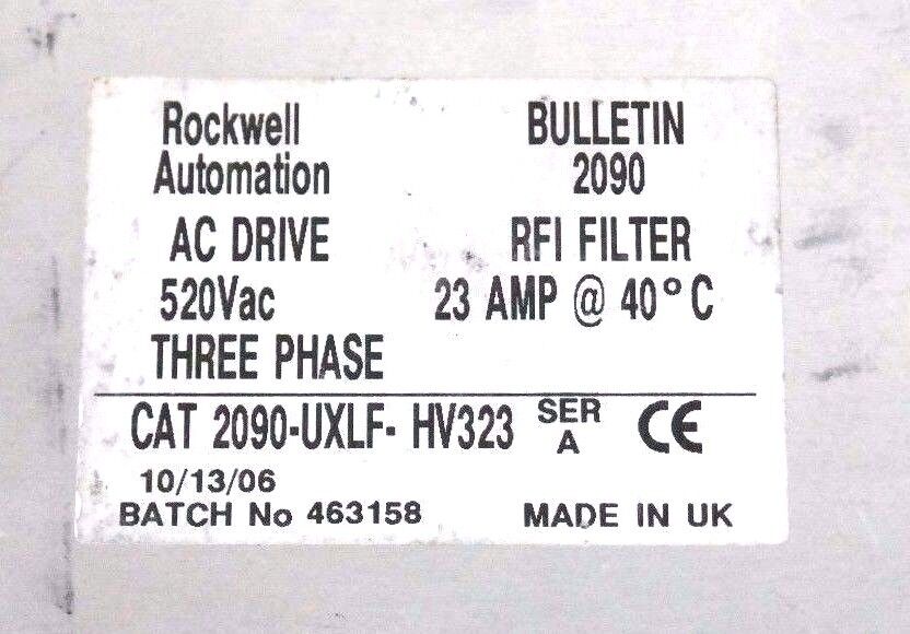 ALLEN BRADLEY 2090-UXLF-HV323 AC DRIVE 520VAC, 23AMP, 2090UXLFHV323 SER. A