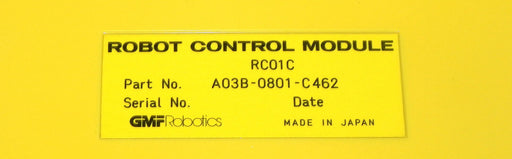 FANUC GFM A03B-0801-C462 RC01C ROBOT CONTROL MODULE A03B0801C462