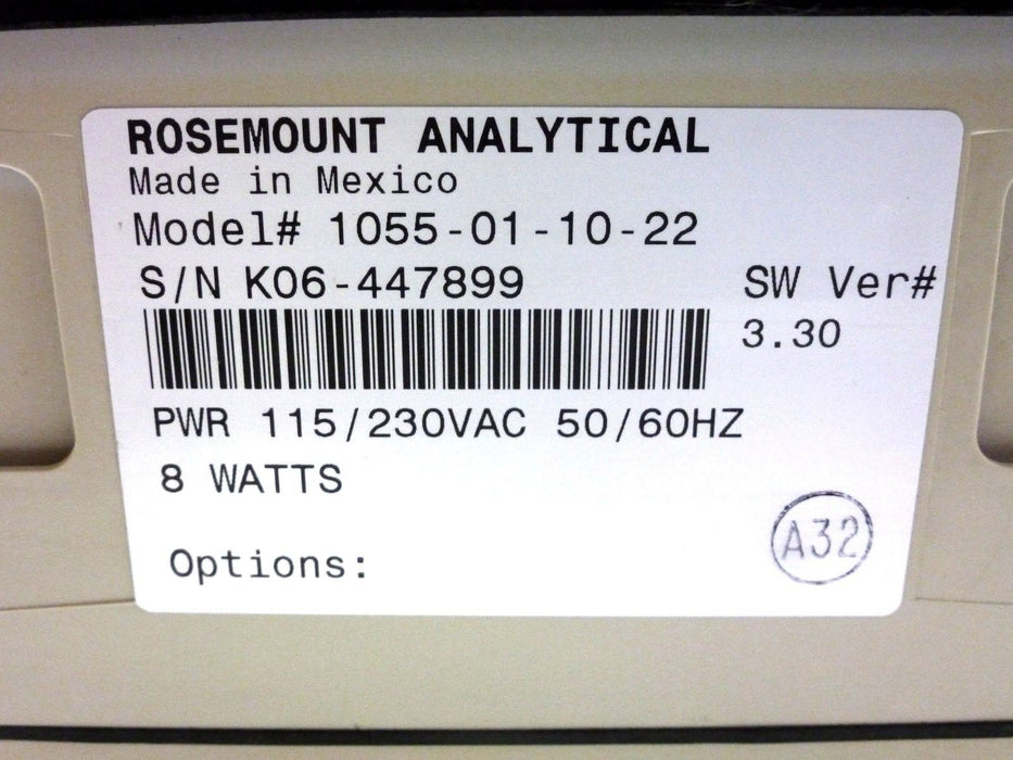 ROSEMOUNT 1055-01-10-22 SW VER# 3.30 ANALYZER SOLUCOMP II 115/230VAC 1055011022