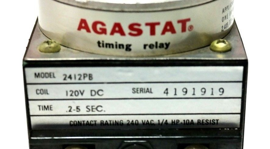 AGASTAT 2412PB TIME DELAY RELAY .2-5 SECONDS 120VDC