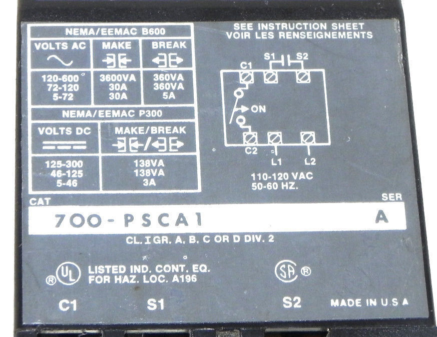 NEW ALLEN BRADLEY 700-PSCA1 SOLID STATE TIMING MODULE SERIES A 700PSCA1