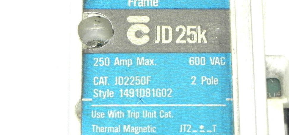 WESTINGHOUSE JD2250 INDUSTRIAL CIRCUIT BREAKER STYLE NO. 1491D81G02