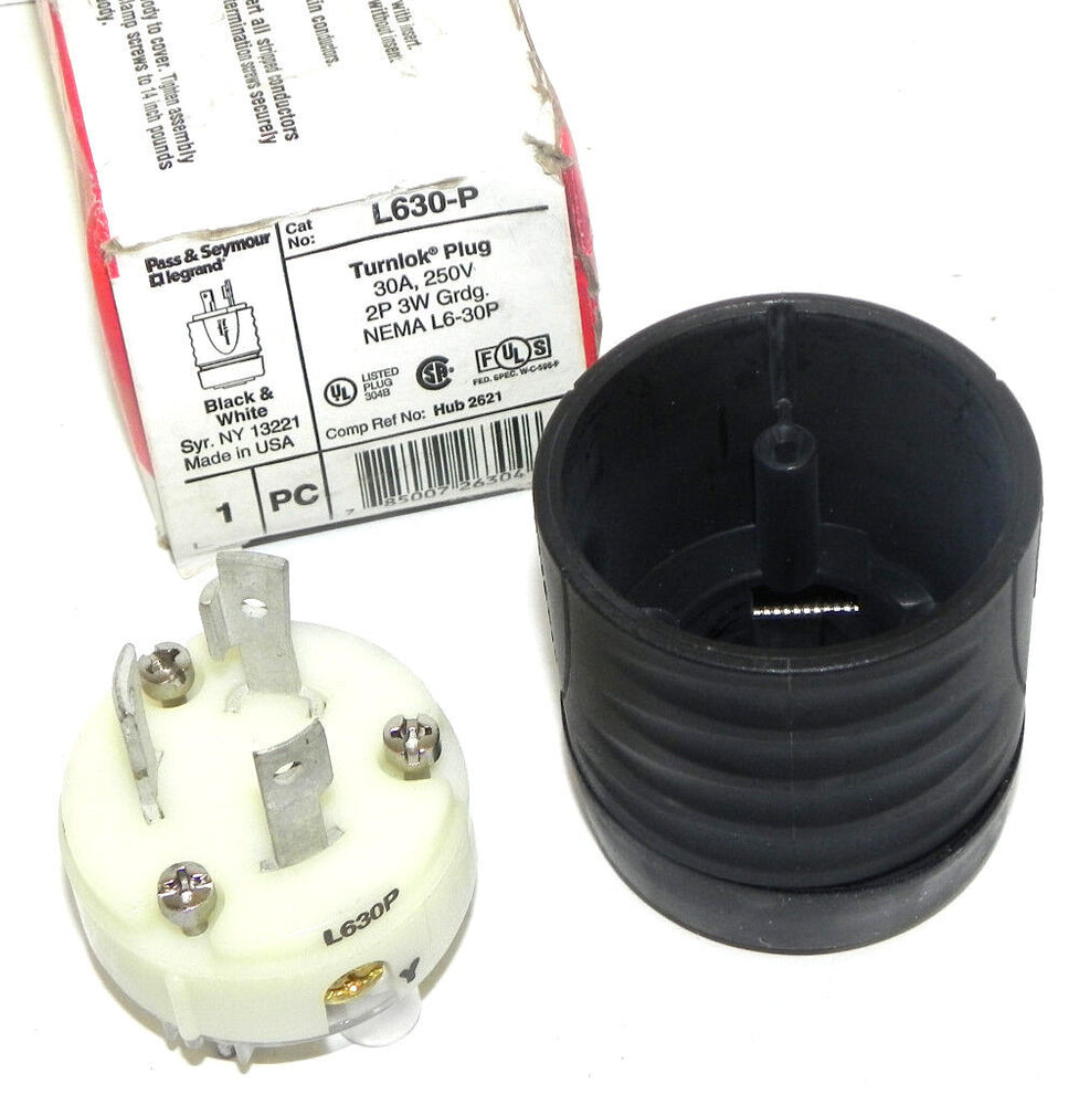 NIB PASS & SEYMOUR L630-P TURNLOK PLUG 30A, 250V, 2P 3W GRDG. NEMA L6-30P
