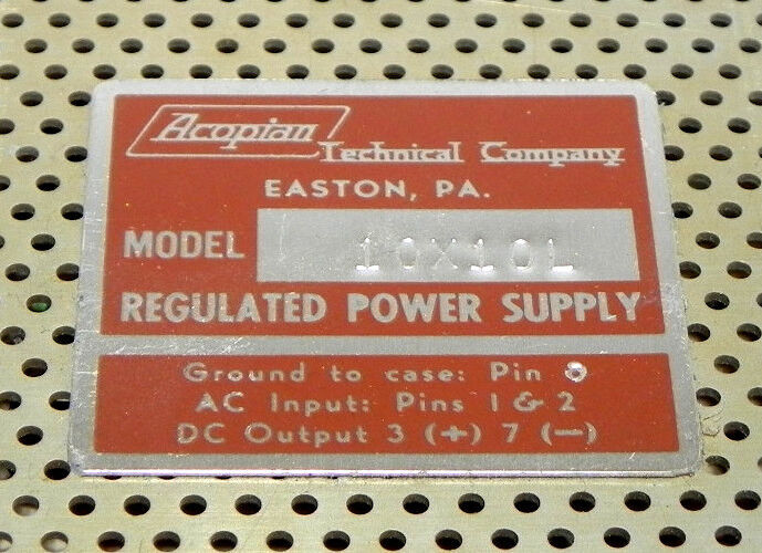 ACOPIAN 10X10L REGULATED POWER SUPPLY