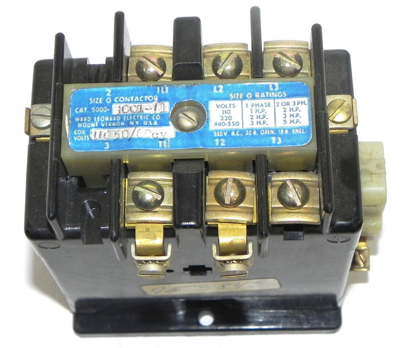 WARD LEONARD 5000-3001-1 SIZE 0 CONTACTOR 115V 50/60HZ