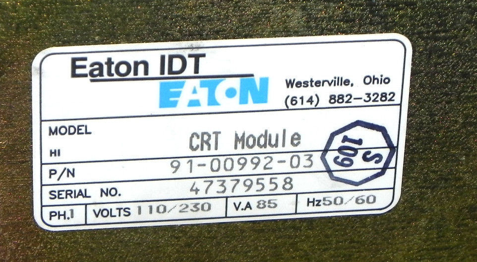 CUTLER HAMMER 91-00992-03 PANELMATE IDT 910099203 CRT MODULE