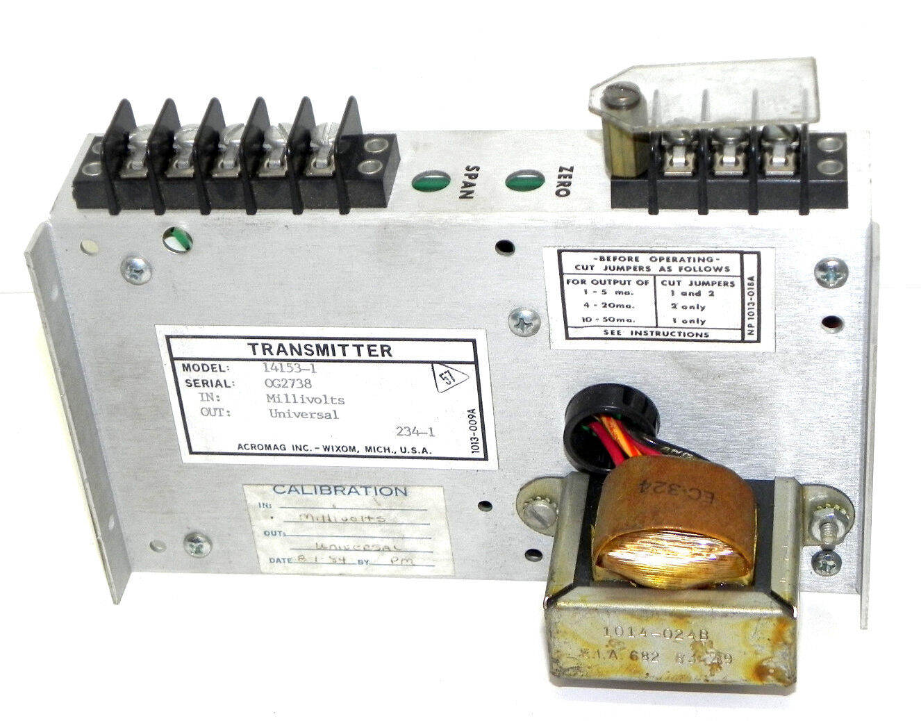 ACROMAG 14153-1 TRANSMITTER 1018-019G, SERIAL NUMBER 0G2738