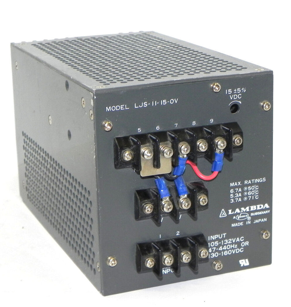 LAMBDA LJS-11-15-OV POWER SUPPLY LJS-11-15-0V, 105-132VAC 47-440HZ OR 130-160VDC