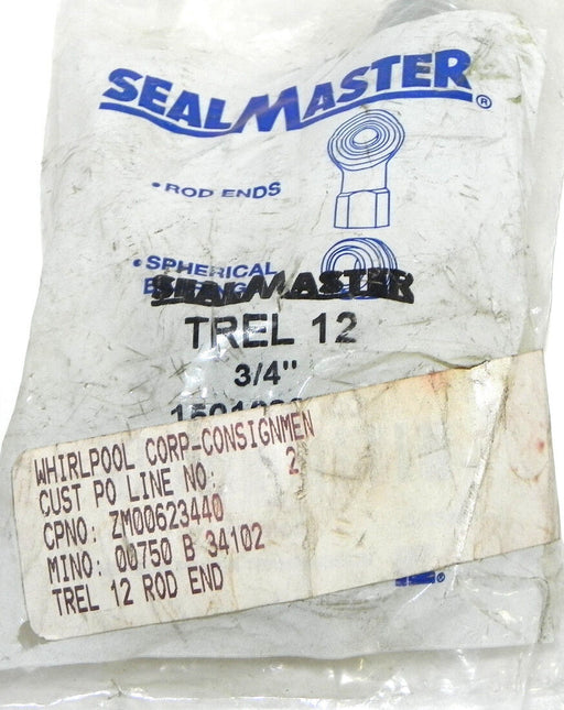 NEW SEALMASTER TREL 12  ROD END BEARING 3/4IN ID, TREL12