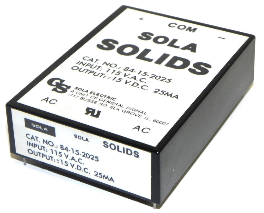 NIB SOLA 84-15-2025 POWER SUPPLY 84152025 15VDC 25MA 115VAC