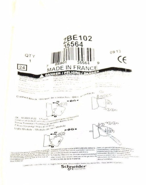 LOT OF 9 NEW TELEMECANIQUE ZB2BE102 CONTACT BLOCK 10AMPS, 600V