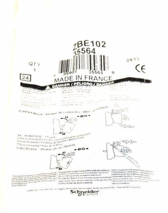 LOT OF 9 NEW TELEMECANIQUE ZB2BE102 CONTACT BLOCK 10AMPS, 600V