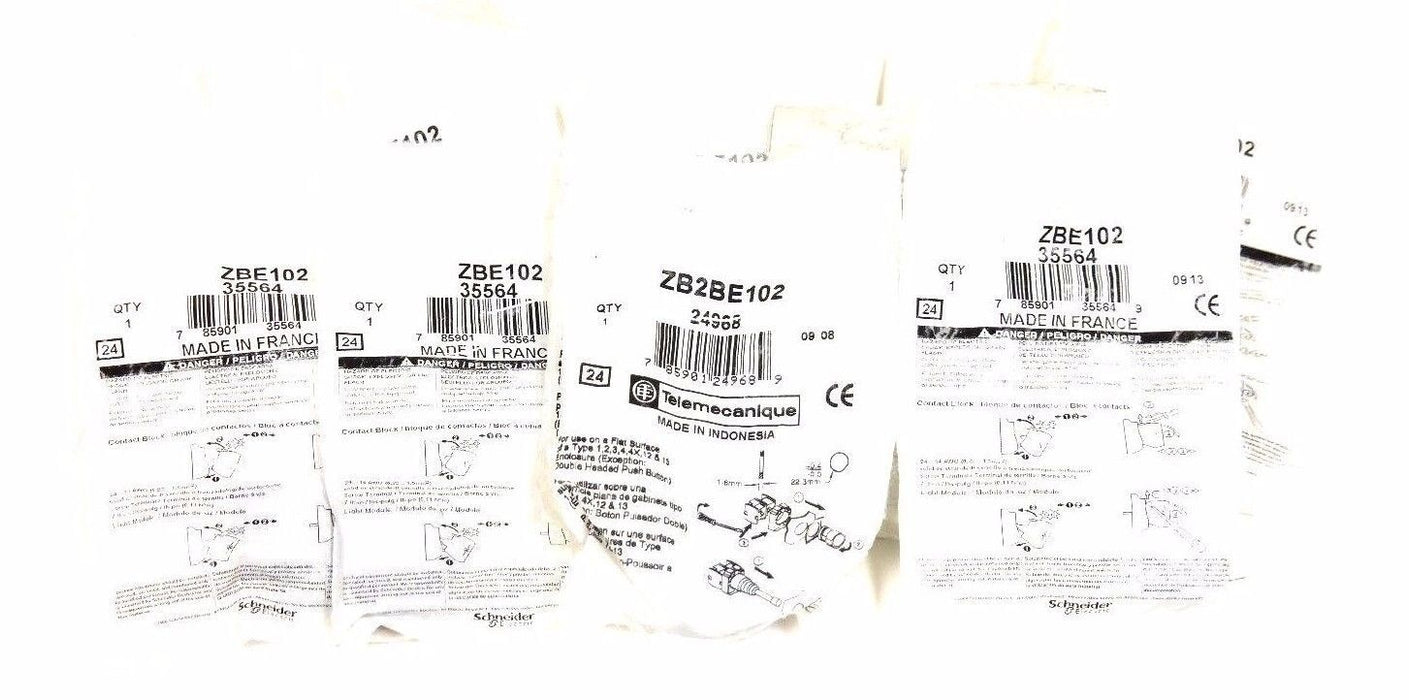 LOT OF 9 NEW TELEMECANIQUE ZB2BE102 CONTACT BLOCK 10AMPS, 600V