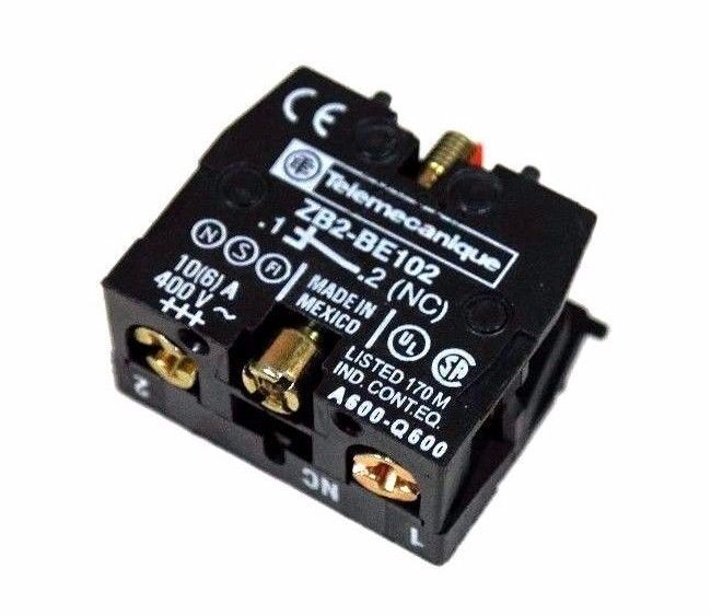 LOT OF 9 NEW TELEMECANIQUE ZB2BE102 CONTACT BLOCK 10AMPS, 600V