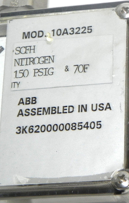 ABB 10A3225 PURGEMETER W/ 1" NPT METAL TUBE & PRESSURE SWITCH 150PSIG