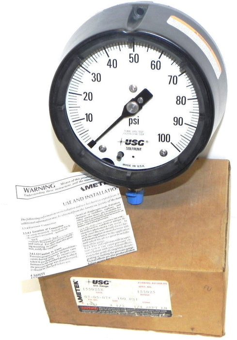 NIB AMETEK 155025X USG U.S. GAUGE 155025 FIG. NO. 1981 SIZE: 4-1/2'' CONN. 1/4''
