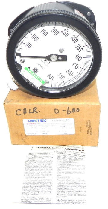 NIB AMETEK 1931 GAUGE RANGE: 600 PSI, CONN. 1/2 ANPT LM, SIZE: 4-1/2'' 150228