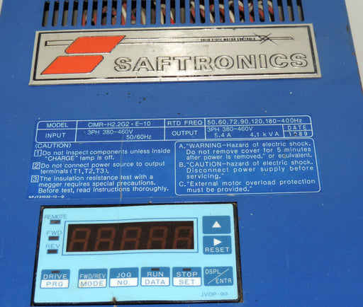 SAFETRONICS CIMR-H2.2G2-E-10 DRIVE 460V MFR. CODE E480861, CIMRH22G2E10