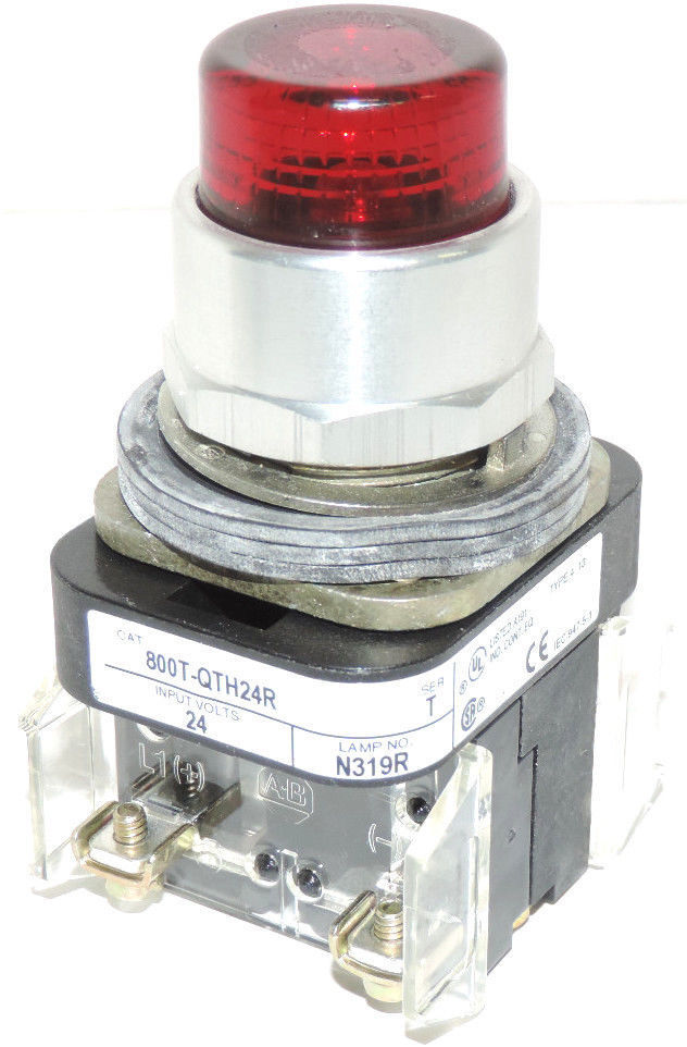 ALLEN-BRADLEY 800T-QTH24R SER. T RED PUSH BUTTON WITH AB 800T-XA CONTACT BLOCK