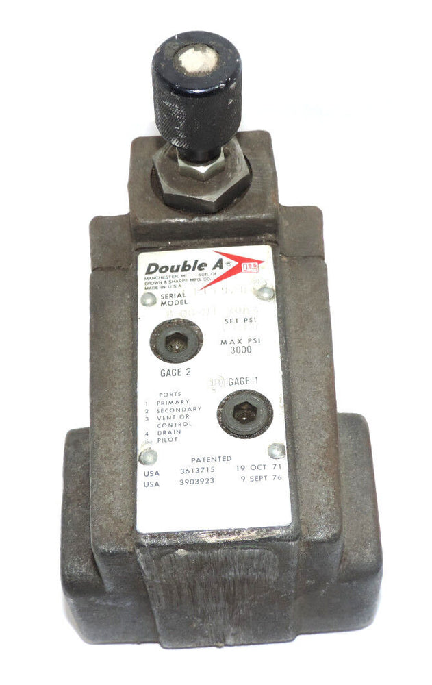 DOUBLE A B-06-HI-10A3 RELIEF FLUID VALVE B06HI10A3 MAX PSI 3000