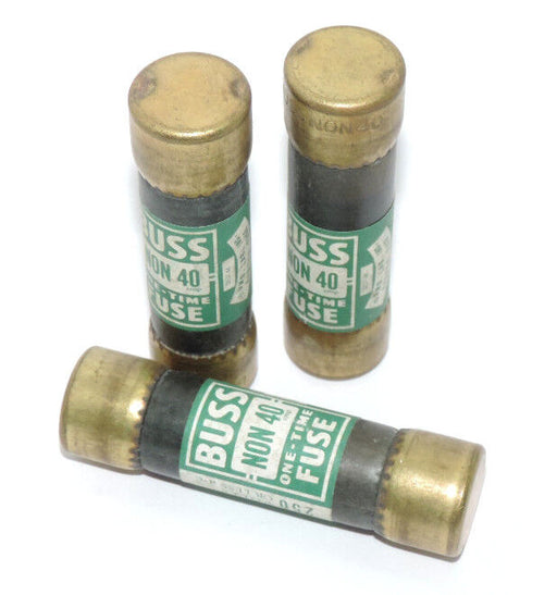 LOT OF 3 BUSSMANN NON 40 ONE-TIME FUSES NON40, 250V