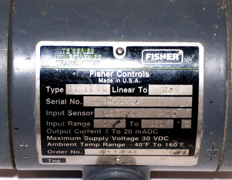 FISHER CONTROLS TE1240 TEMPERATURE TRANSMITTER 0-100 DEG. CELSIUS